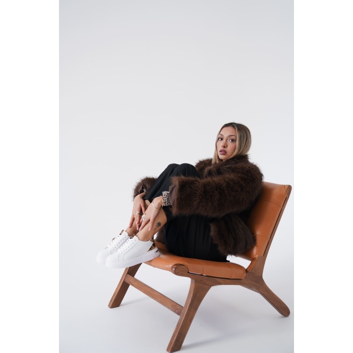 Vega Leopar Detaylı Beyaz Kadın Spor Ayakkabı