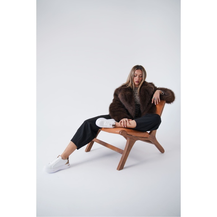 Vega Leopar Detaylı Beyaz Kadın Spor Ayakkabı