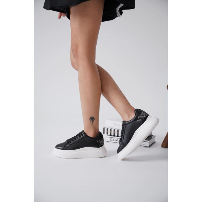Grace Arkası Taşlı Siyah Kadın Sneaker