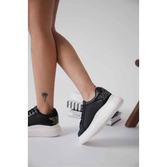 Grace Arkası Taşlı Siyah Kadın Sneaker