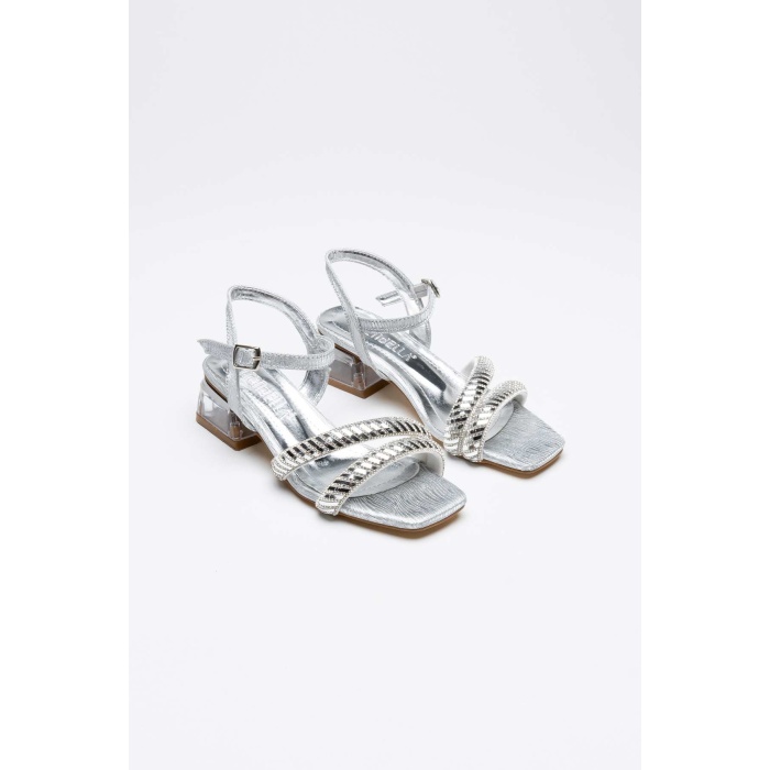 Rule Gümüş Taşlı Kadın Topuklu Sandalet