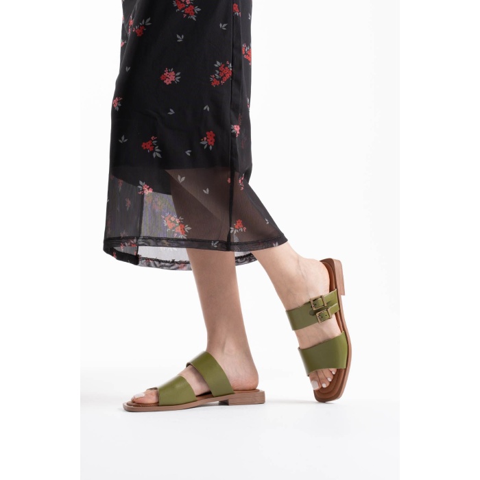 Alessi Haki Yeşili Hakiki Deri Terlik