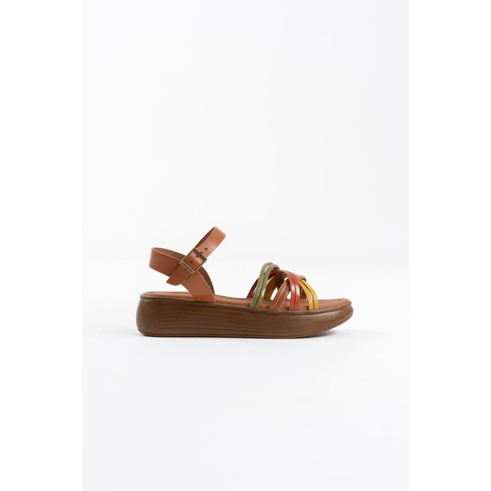 Bera Çok Renkli Hakiki Deri Sandalet