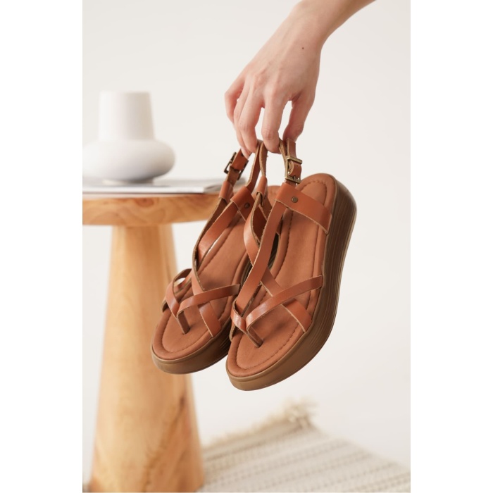 Linya Taba Hakiki Deri Sandalet