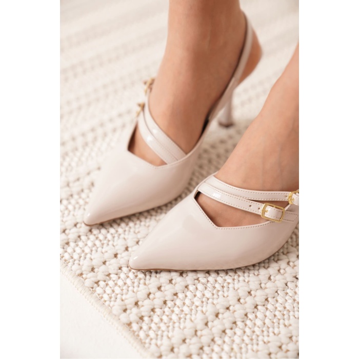 Lenora Kadın Bej Rugan Topuklu Ayakkabı