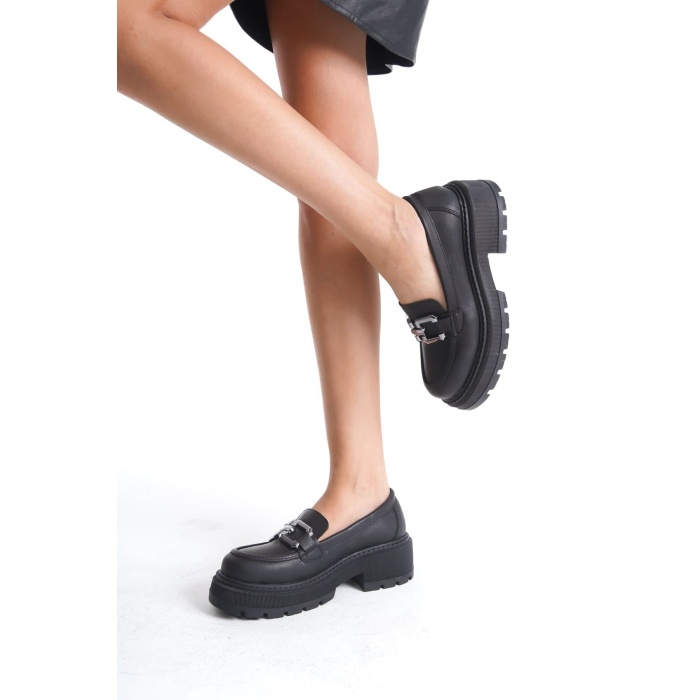 Terry Cilt Siyah Kadın Loafer
