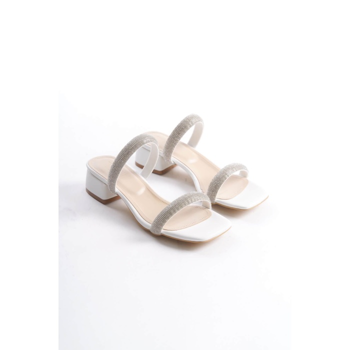 Stella Kalın Topuklu Beyaz Kadın Terlik