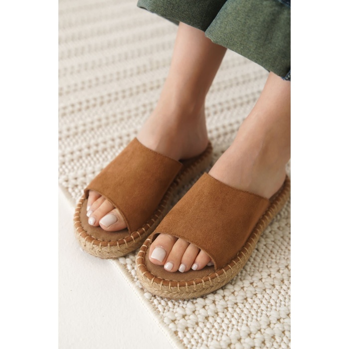 Grey Süet Taba Kadın Terlik