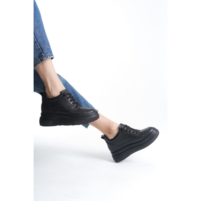 Lauren Kadın Gizli Topuk Mat Siyah Spor Ayakkabı