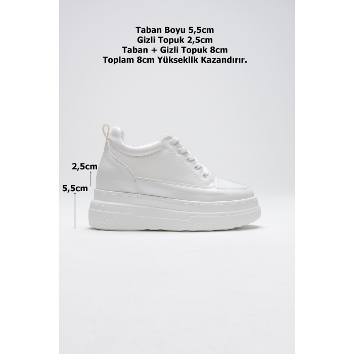 Lauren Kadın Gizli Topuk Mat Beyaz Spor Ayakkabı
