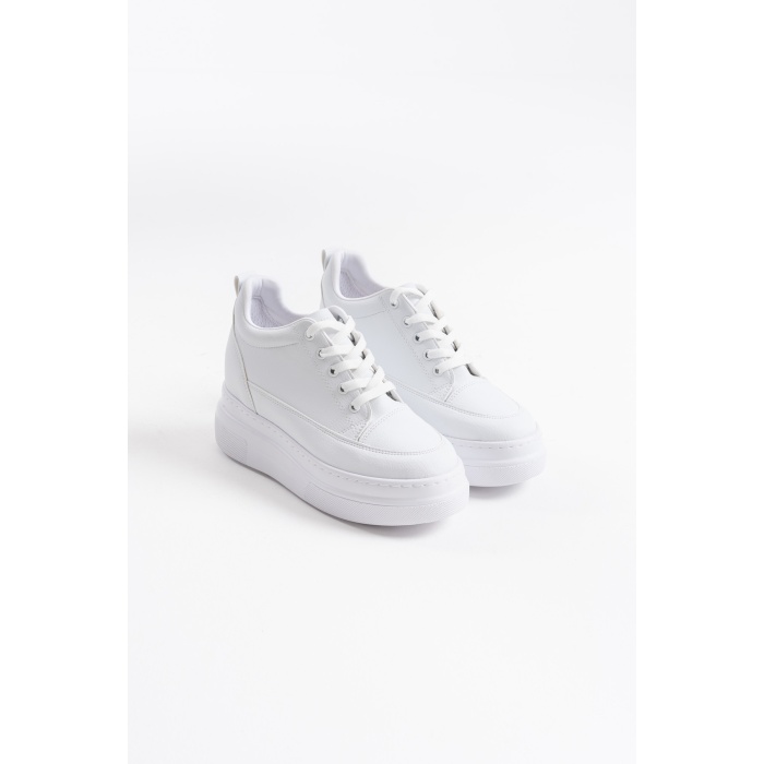 Lauren Kadın Gizli Topuk Mat Beyaz Spor Ayakkabı