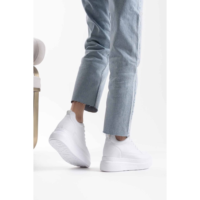 Lauren Kadın Gizli Topuk Mat Beyaz Spor Ayakkabı