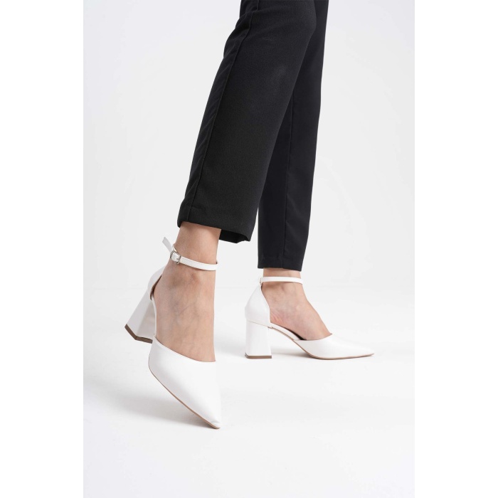 Doren Beyaz Cilt Kadın Topuklu Ayakkabı