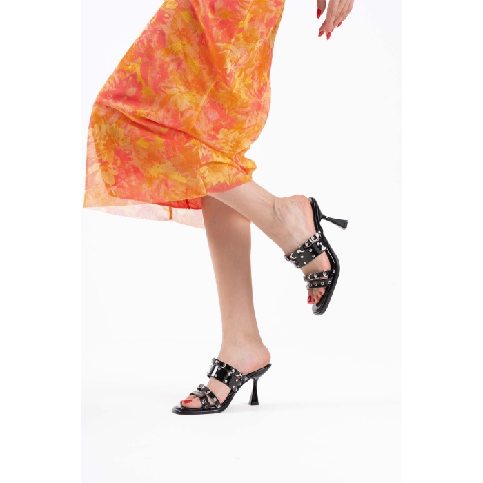 Merlin Topuklu Kadın Siyah Terlik