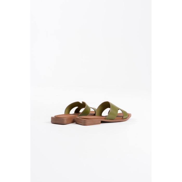 Fergei Haki Yeşili Hakiki Deri Terlik