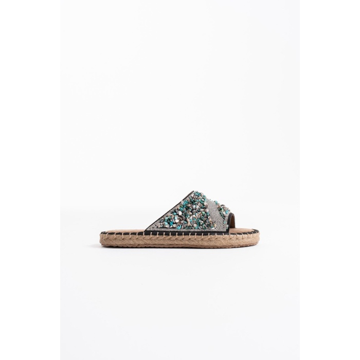 Dennis Kadın Siyah Taş İşlemeli Terlik