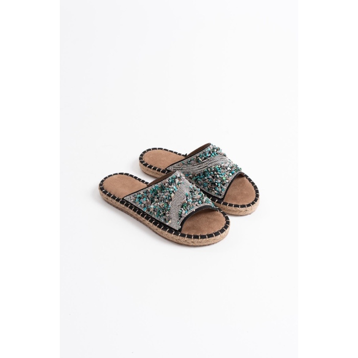 Dennis Kadın Siyah Taş İşlemeli Terlik