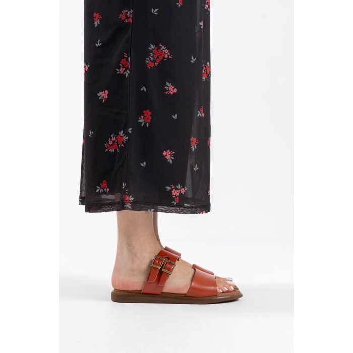 Kares Kiremit Hakiki Deri Terlik