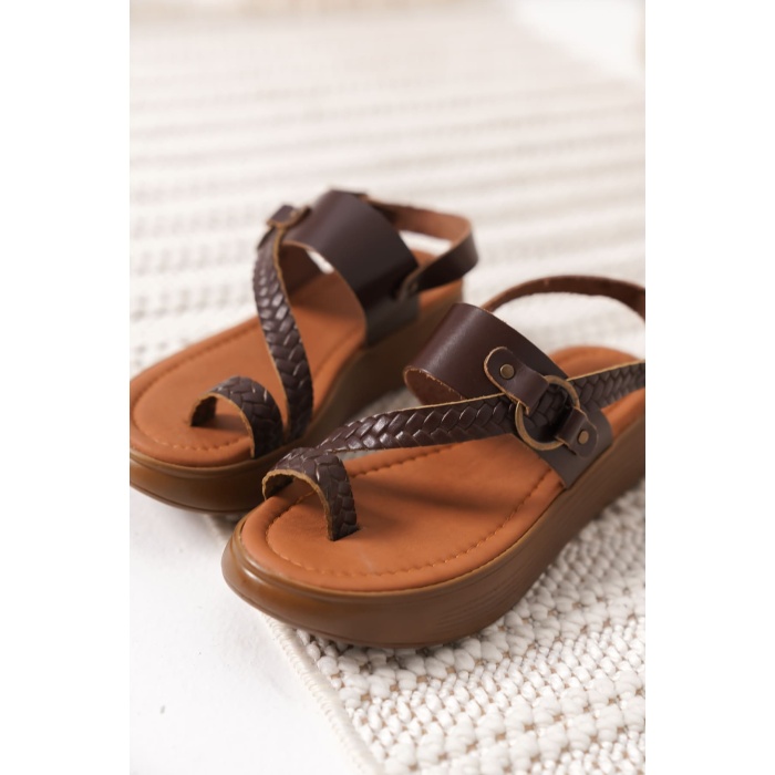 Likya Acı Kahve Hakiki Deri Sandalet