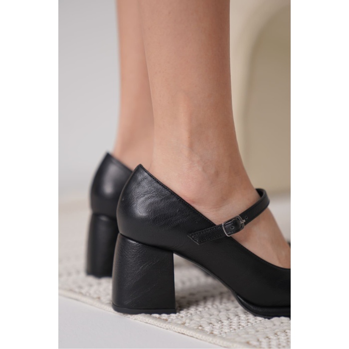 Slay Siyah Cilt Kadın Topuklu Ayakkabı