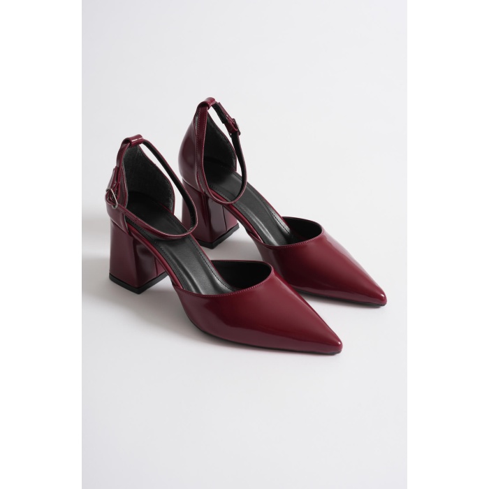 Doren Bordo Rugan Kadın Topuklu Ayakkabı