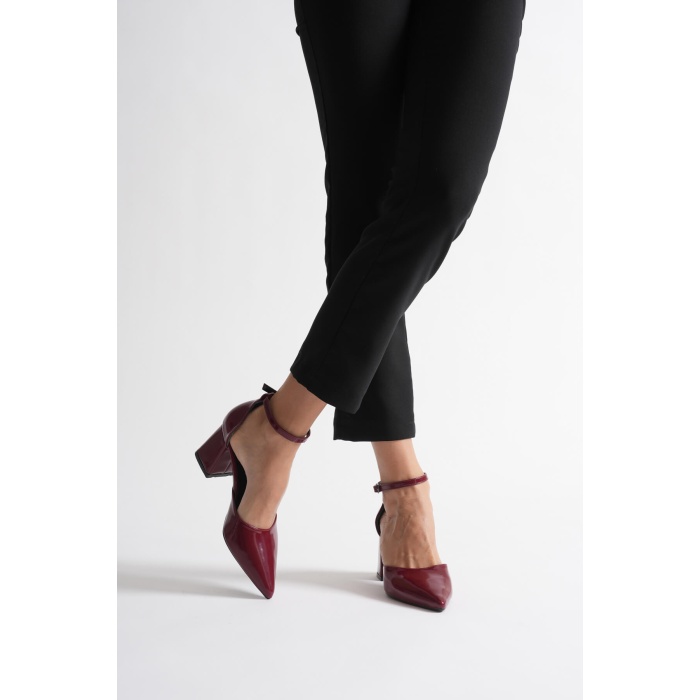 Doren Bordo Rugan Kadın Topuklu Ayakkabı