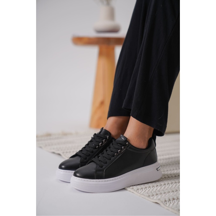 Nova Kadın Gümüş Detaylı Siyah Sneaker