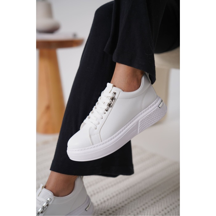 Nova Kadın Gümüş Detaylı Beyaz Sneaker