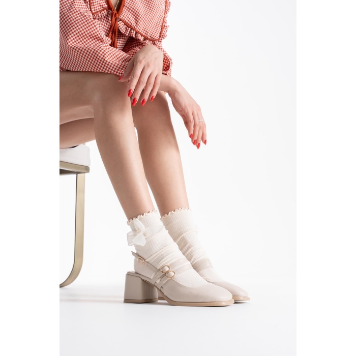 Faye Bej Cilt Kadın Topuklu Ayakkabı