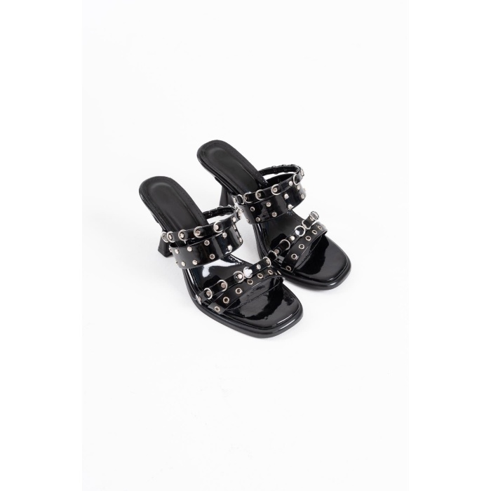 Merlin Topuklu Kadın Siyah Terlik