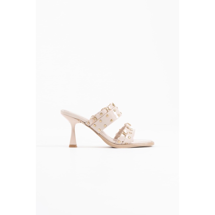 Merlin Topuklu Kadın Bej Terlik