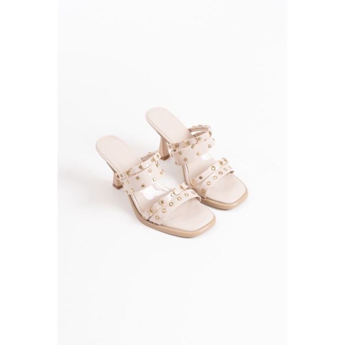 Merlin Topuklu Kadın Bej Terlik