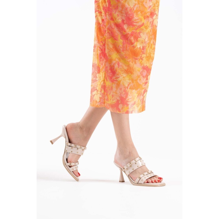 Merlin Topuklu Kadın Bej Terlik