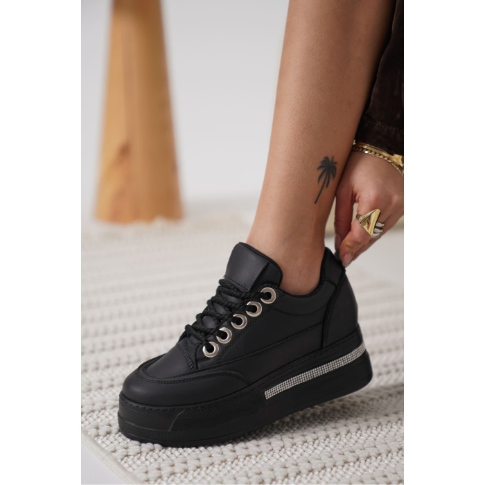 Alice Kadın Siyah Tabanlı Siyah Gizli Topuklu Sneaker
