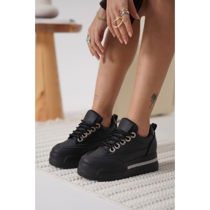 Alice Kadın Siyah Tabanlı Siyah Gizli Topuklu Sneaker
