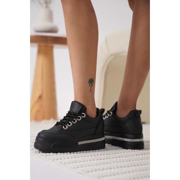 Alice Kadın Siyah Tabanlı Siyah Gizli Topuklu Sneaker