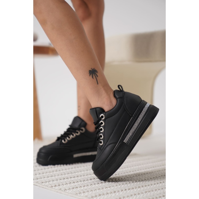 Alice Kadın Siyah Tabanlı Siyah Gizli Topuklu Sneaker