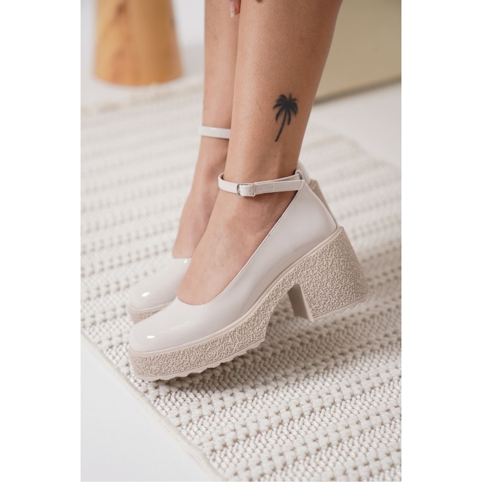 Marla Kadın Bej Rugan Bilekten Baretli Günlük Ayakkabı