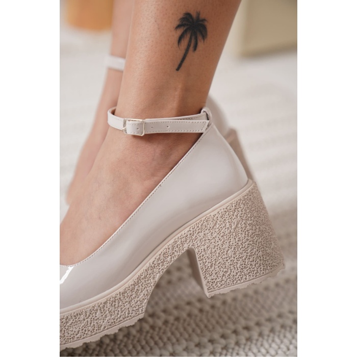 Marla Kadın Bej Rugan Bilekten Baretli Günlük Ayakkabı