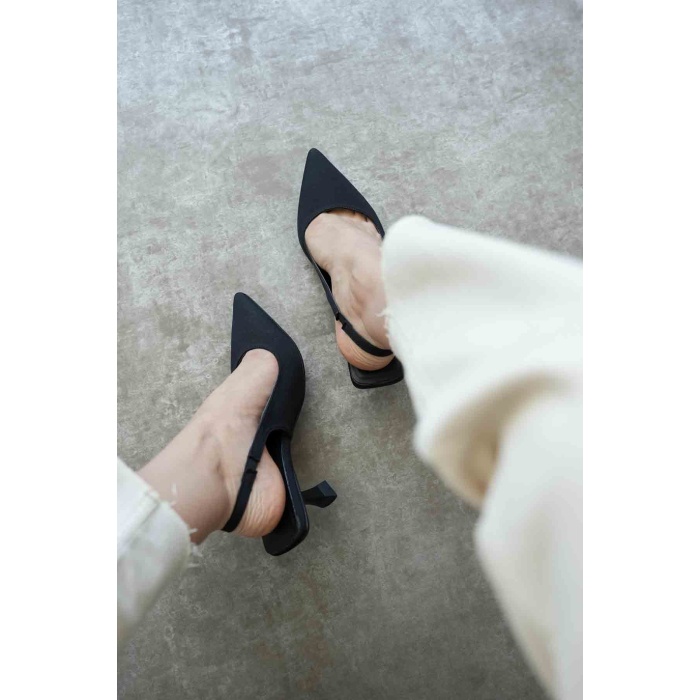 Angelica Kadın Siyah Saten Topuklu Ayakkabı