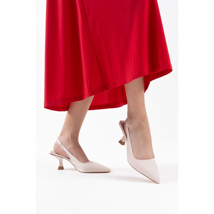 Angelica Kadın Bej Saten Topuklu Ayakkabı