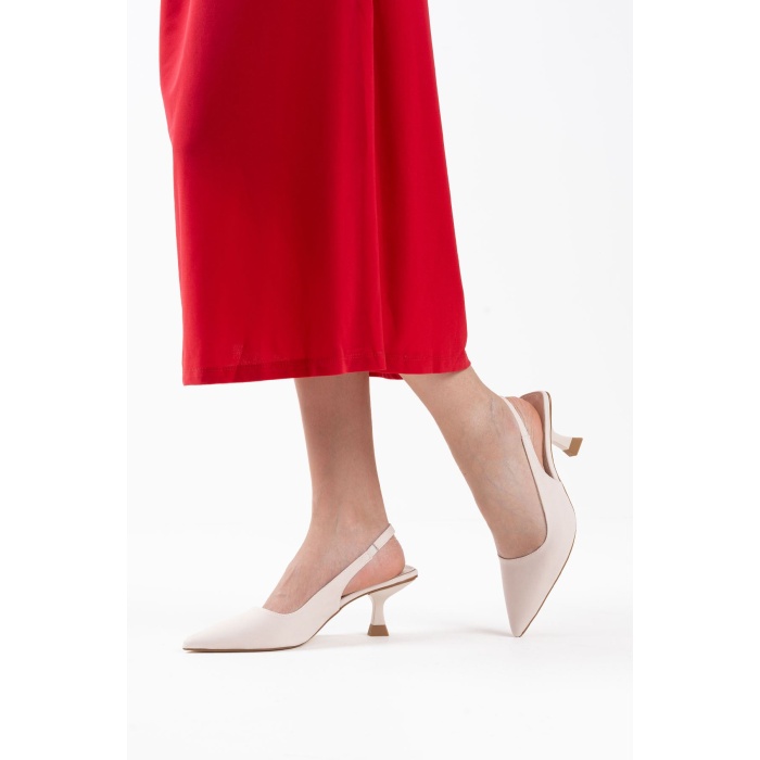 Angelica Kadın Bej Saten Topuklu Ayakkabı