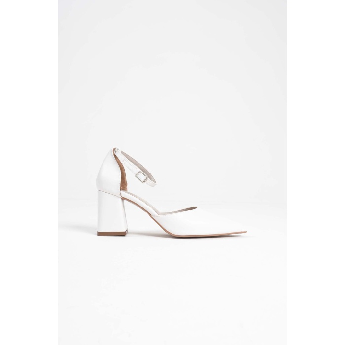 Doren Beyaz Cilt Kadın Topuklu Ayakkabı