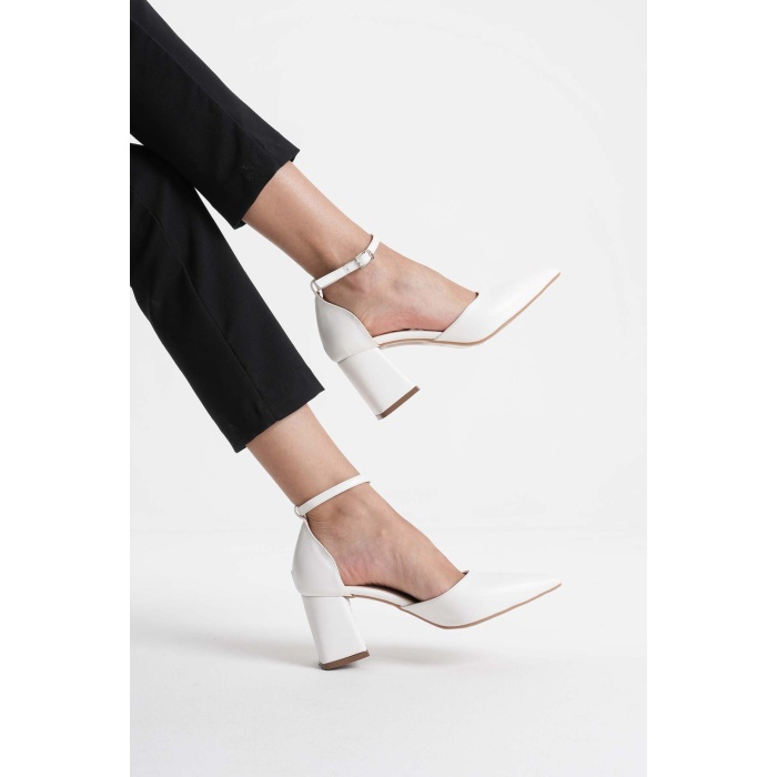 Doren Beyaz Cilt Kadın Topuklu Ayakkabı