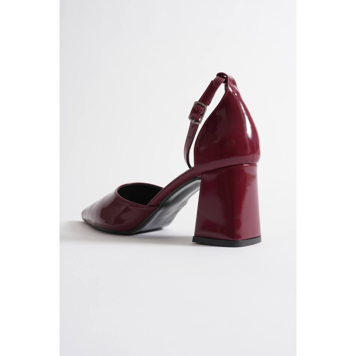 Doren Bordo Rugan Kadın Topuklu Ayakkabı