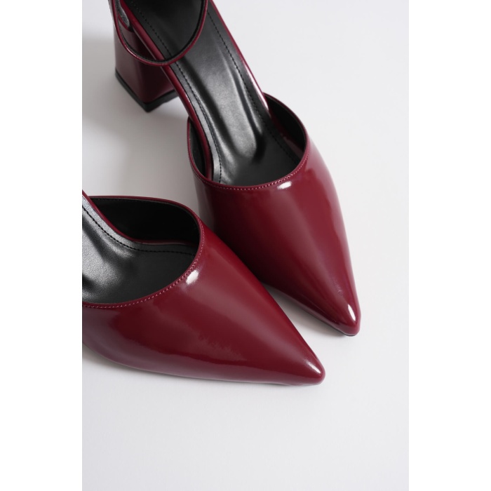 Doren Bordo Rugan Kadın Topuklu Ayakkabı