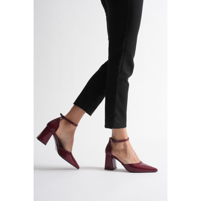 Doren Bordo Rugan Kadın Topuklu Ayakkabı