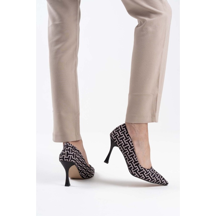 Kelsey Kadın Siyah Desenli Stiletto