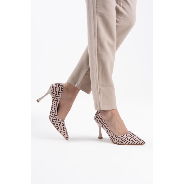 Kelsey Kadın Bej Desenli Stiletto