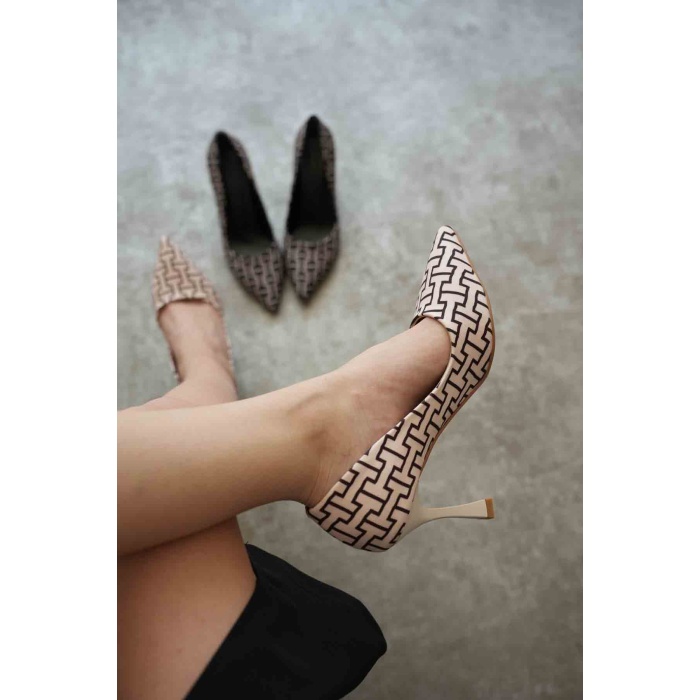 Kelsey Kadın Bej Desenli Stiletto